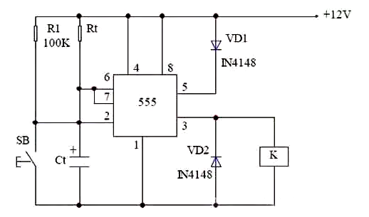 延時(shí)電路圖，555延時(shí)電路圖設(shè)計(jì)分享-KIA MOS管