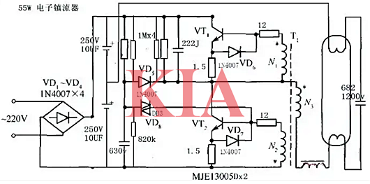 金鹵燈電子鎮流器,電路