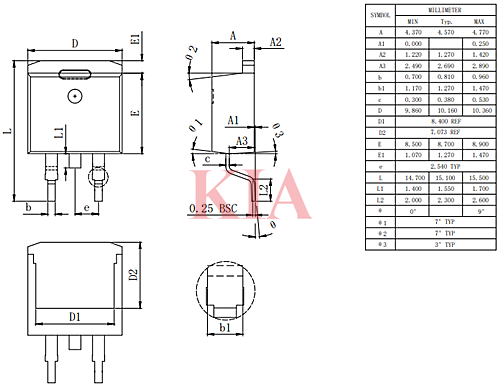 to263封裝尺寸圖,to263封裝和to252封裝區別-KIA MOS管